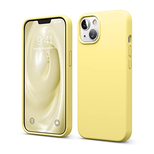 elago Silicone Liquido Custodia Cover Compatibile con iPhone 13 Case (6.1'), Cover Protettiva per Fotocamera con Schermo Intero, Antiurto, Custodia in Morbida Microfibra Antigraffio (Giallo)