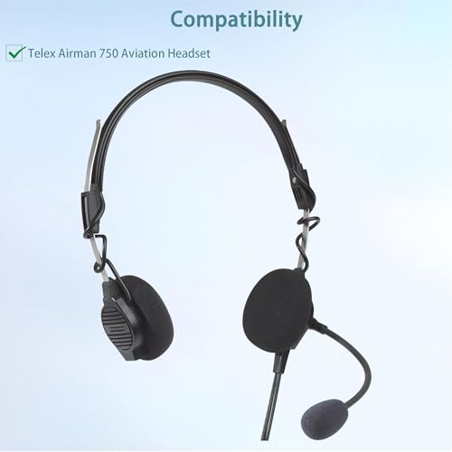 Almohadillas para auriculares Airman 750 de repuesto compatibles con los auriculares para aviación Telex Airman 750 (cuero proteínico y espuma viscoelástica) miniatura 2
