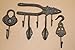 Vintage Handyman Theme Wall Hooks Set Rustic Cast Iron Tools Theme Vintage Style, Tidy - 1 Set (5 Items)