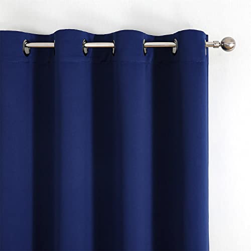 Miuco 2 Panels Room Darkening Thermal Insulated Grommet Window Blackout Curtains For Bedroom 63 Inches Long Navy Blue #TOP5