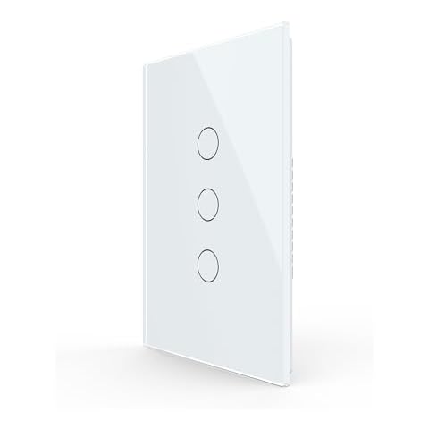 LIVOLO Electrical Light Switch Modern Tempered Glass Panel 3 Circles 3 Way Touch Lamp Wall Switch with Led Indicator No Neutral for Home,Office,White,5.12 * 3.46inch Cover