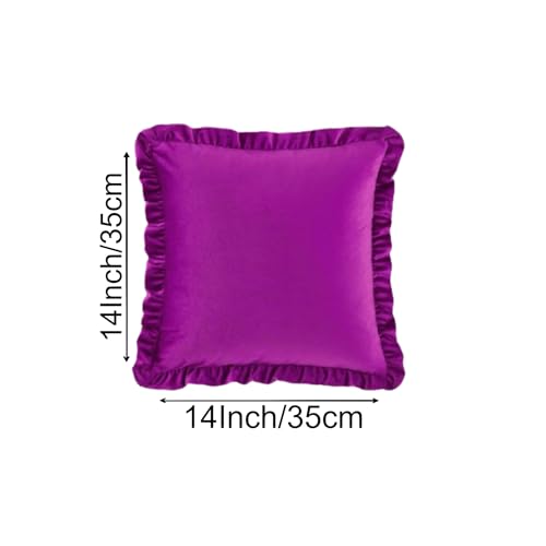 Image of Amazon Brand - Umi Velvet Purple 14x14 Pillow Covers, Set of 2 Decorative Ruffle Cushoin Pillow Covers for Sofa Couch