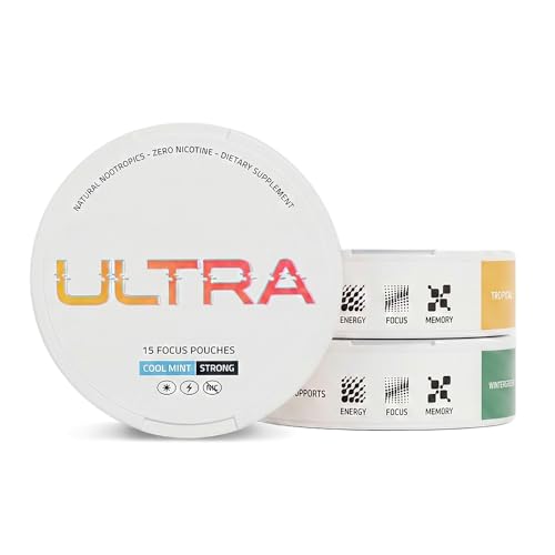 Ultra Focus Pouches (Variety Pack, 3 Cans) Nicotine-Free, Caffeine-Free | Enfinity Paraxanthine | Vitamin B6 + B12, L-Theanine, Alpha GPC, Ginseng | Nootropic Energy & Clarity Pouches