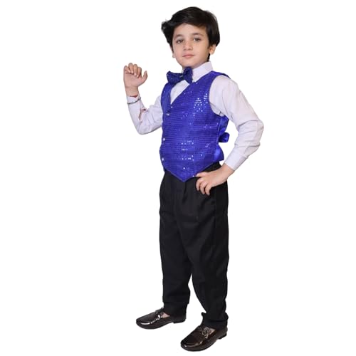 Image of Kaku Fancy Dresses Plain Waistcoat for Kids /Plain Jacket for Kids | Sequin Work Shinning Waist Coat For Annual Day Dance Competition (Only Jacket /Waistcoat - Shirt & Pant Not Included)