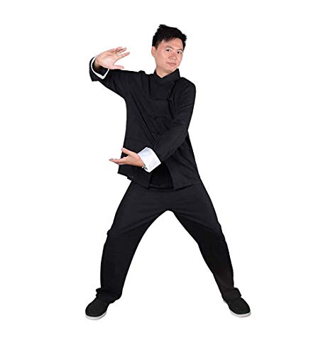 image for DJF Men's Kung Fu Suit Chinese Martial Arts Uniform Meditation Suit Ro