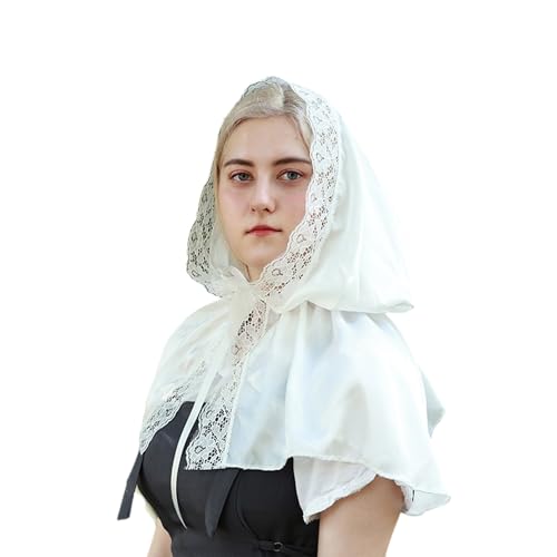 Cnrfeoap Velo turbante de encaje, hiyab religioso para ocasiones formales, bufanda elegante para la cabeza, boda, reunión católica, bufanda hiyab, Multicolor, M