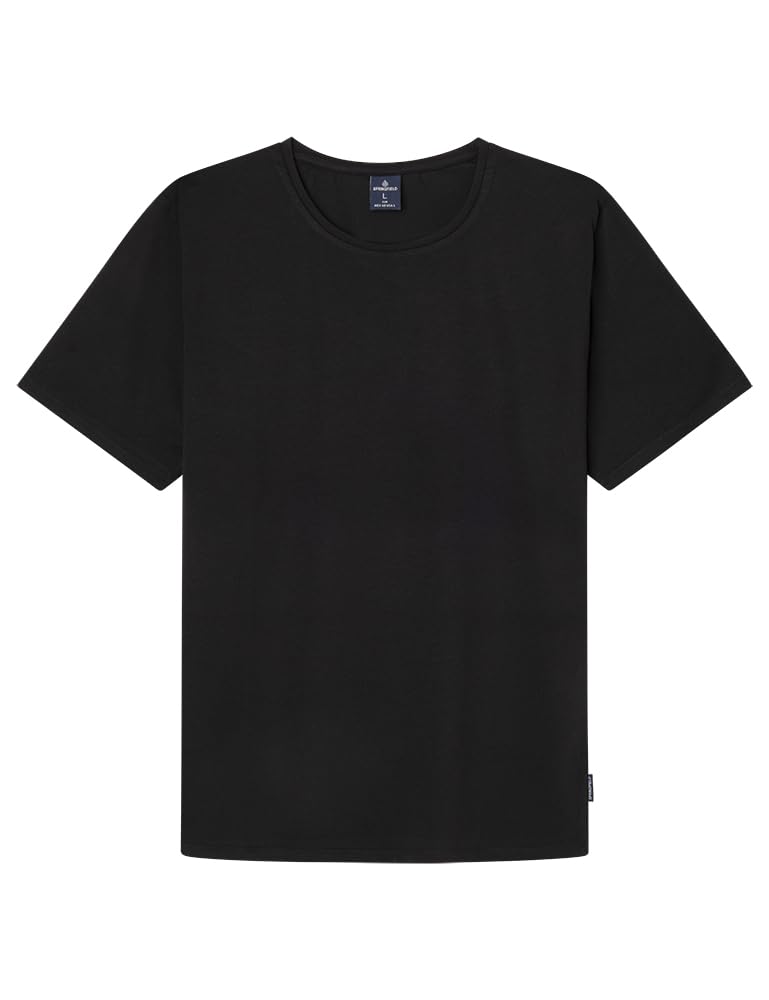 SPRINGFIELD Men's Cotton Basic Round Neck Lycra T-Shirt, Black Standard, M