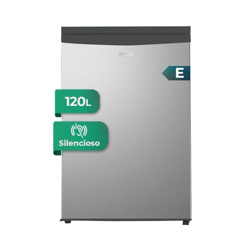 SVAN Frigorífico Refrigerador Inox SR855500ECX. Capacidad 120 Litros, Puerta Reversible, Bajo Nivel Sonoro, Eficiencia Energética Clase E