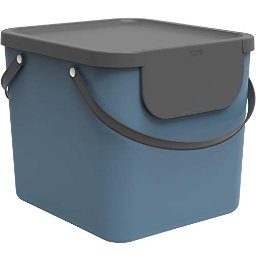 Rotho Albula Système de Séparation des Déchet s 40 l pour la Cuisine, Plastique (PP) sans BPA, Bleu/Anthracite, 40 l (40,0 X 35,8 X 34,0 cm)