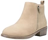 Jeossy Women's Ankle Boots, Low Heel Trendy Dress Booties, 905 - Tan Nubuck, Size 8.5 US - Zipper and Round Toe (DJY905 tan Nubuck 08.5)