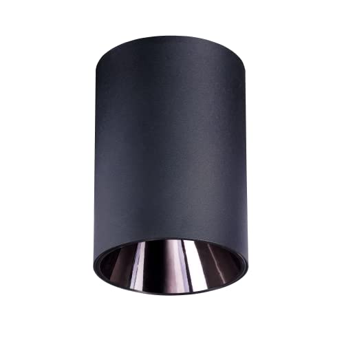 FOOC Spot de plafond Moderne LED 12W en saillie Rond Φ70mm Blanc naturel 4000K COB Downlight 230V pour salon chambre enfants bureau cuisine chambre, Noir Cover