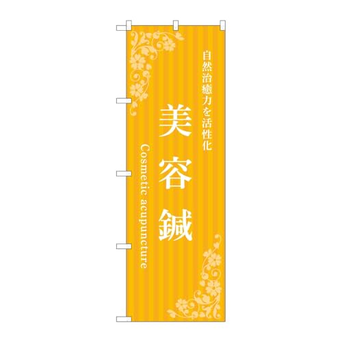 【2枚セット】のぼり屋工房 のぼり旗 136920 美容鍼黄 W600×H1800mm 三方三巻 販促 商売繁盛 受注生産品