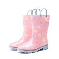 DREAM PAIRS Kids Rain Boots Cute Lightweight Waterproof with Pull-on Handles for Girls & Boys Toddler Outdoor Play,Size 4 Toddler,Pink,KKUMRB2507