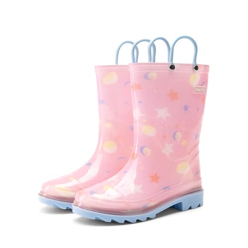 DREAM PAIRS Kids Rain Boots Cute Lightweight Waterproof with Pull-on Handles for Girls & Boys Toddler Outdoor Play