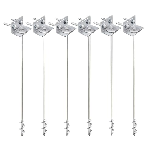 Ground Anchors Screw In - 24" Set of 4 with Brackets and Drill Bit - Earth Anchors - Mobile Home Anchors - Storage Shed Anchor Kit - Swing Set Anchors for Metal Swing Set - Playset Anchors - Tie Down