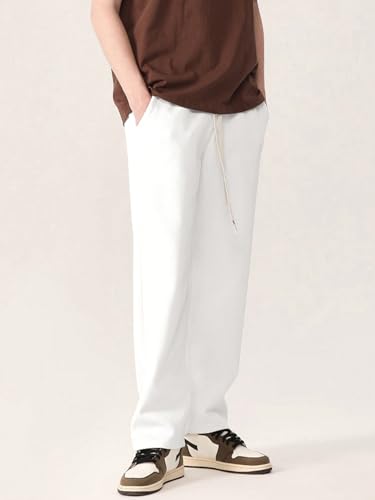 Image of dockstreet Straight Wide fit Long Length Trouser Style Drawstring Trackpant for Men /Trending Sporty Style, Relaxed Casual Pants for Men