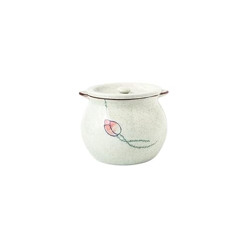 Tloszu 陶器調味料缶シリーズ 和風スタイル 高温焼成 下絵付手描き スプーン位置設計・防塵蓋付き 環境に優れ耐久性
