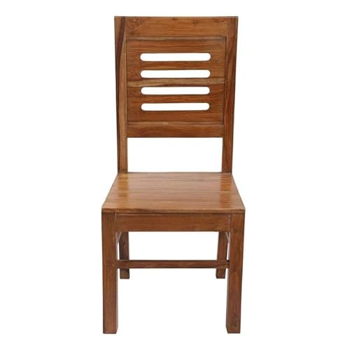 Image of Genuine Decor Solid Sheesham Wood Dining Chairs Set of 2 | Wooden Chairs for Dining Table, Living Room & Home Furniture - Natural Finish