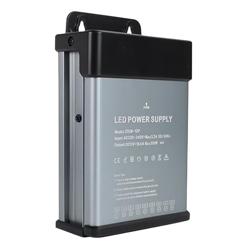 Transformador 220v 12v Led, Led Driver, 200w Ultra Delgado Transfo, Impermeable Ip43 Fuente de Alimentación Leds Driver Para Banda, Publicidad Exterior E Iluminación De Seguridad Exterior, Transfo AC