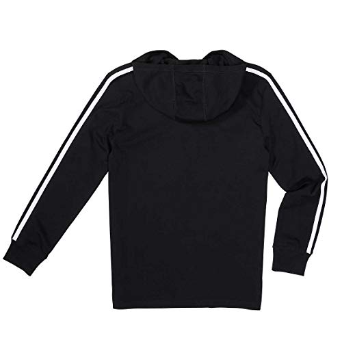 adidas Youth 3 Stripe Hooded Tee (Black, Small)2