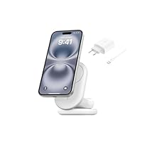 Belkin BoostCharge Caricabatteria magnetico pieghevole 2 in 1 con Qi2 15W, Caricatore wireless...