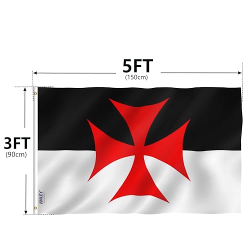 ANLEY Fly Breeze 3x5 Foot Knights Templar Battle Flag - Vivid Color and Fade proof - Canvas Header and Double Stitched - Roman Catholic Church Flags Polyester with Brass Grommets 3 X 5 Ft