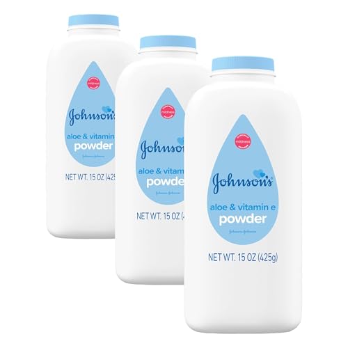 Image of Johnson's Baby Powder with Naturally Derived Cornstarch, Aloe & Vitamin E for Delicate Skin, Hypoallergenic, Free of Parabens, Phthalates & Dyes for Gentle Baby Skin Care, 15 oz (Pack of 3)