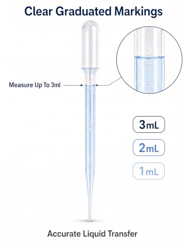 Image of Zkupanx 200PCS Thickened Transfer Pipettes 3mL, PE Plastic Pipettes Dropper | Clear Graduated Markings, For Essential Oils Lab Crafts Science Experiments, Disposable No Cleanup Needed