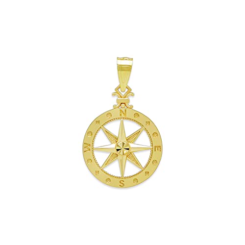 Charm America - Gold Petite Compass Charm - 10 Karat Solid Gold Charm America - Gold Petite Compass Charm - 10 Karat Solid Gold
