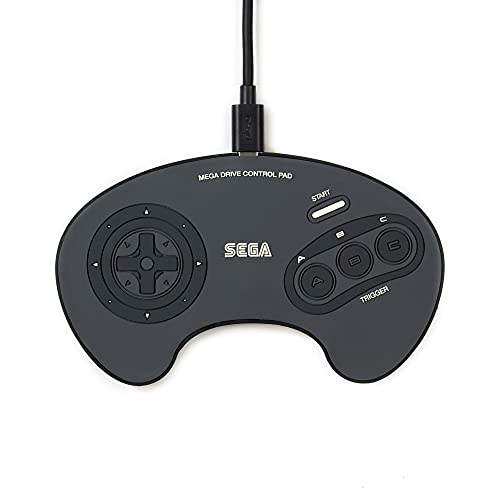 Numskull Officiell SEGA Mega Drive Controller Trådlös laddningsdyna – 10 W snabb Qi-laddare för alla Qi Wireless-enheter