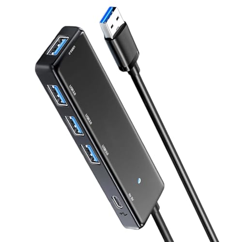Adaptador USB de 4 puertos de 5 Gbps, divisor expansor para laptop, flash, unidad de disco duro, impresora, cámara, puerto de alimentación eficiente tipo C