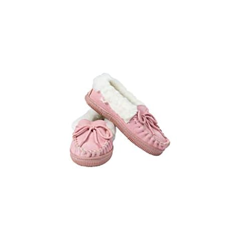 Nordvek Girls Sheepskin Wool Moccasin Slippers Cover