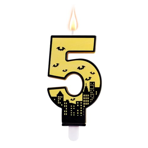 Bougies d'Anniversaire Chiffre Batman, Décorations de Gâteau sur le Thème Batman Idéales pour les Fêtes d'Anniversaire de Garçons et Filles (5)