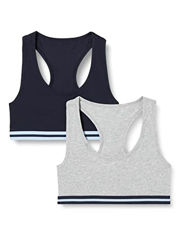 Iris & Lilly Damen Verkürztes Top aus Baumwolle, 2er-Pack, Marineblau/Grau...
