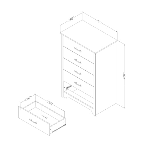 South Shore Fusion 5-Drawer Chest, Gray Oak