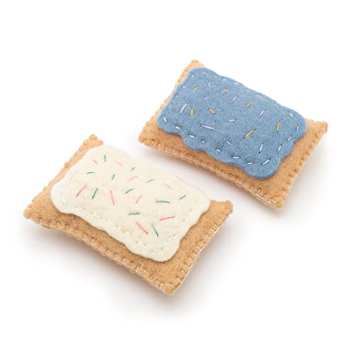 Glaciart One Wool Pop Tart Cat Toy Set with Catnip (2PCS) | for Interaction & Boredom Relief, Encourages Cats to Exercise & Play | Filled w/Organic Catnip to Help Sooth or Reduce Anxiety