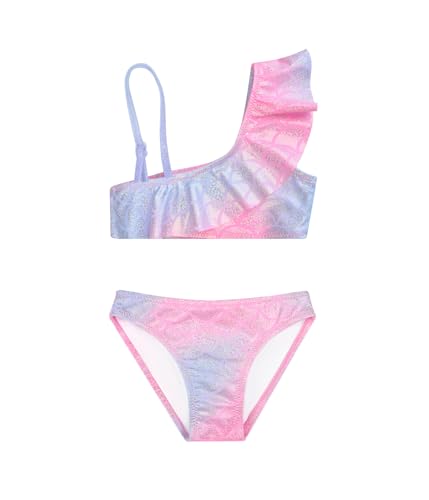 Traje de Baño para Niñas Conjunto de Bikini de Dos Piezas Sets Tankini Traje de Baño para Niñas 4-12 Años (6-8Years, LA608-1-Purple)
