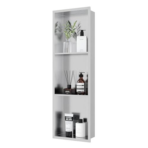 Qeke Stainless Steel Shower Niche 12' X 36', Bathroom Wall Niche Three-Tier, No Tile Needed Recessed...