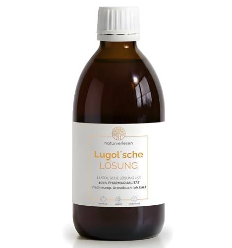 250 ml de solución Lugolsche <5% en calidad farmacéutica (ph. euros)   hergest. en Alemania – solución de yodo según la receta original en frasco de farmacia, incl. pipeta