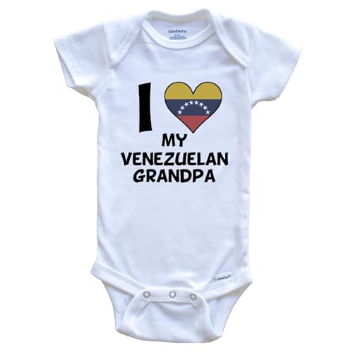 I Heart My Venezuelan Grandpa Venezuela Flag One Piece Baby Bodysuit