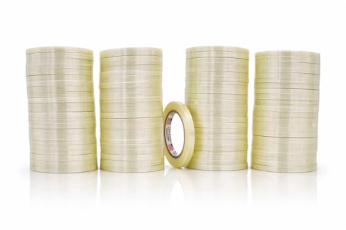 WOD UFST39 Fiberglass Reinforced Filament Strapping Tape, 3/8 inch x 60 yds. 4 Mil (Pack of 96) Filaments Run Lengthwise