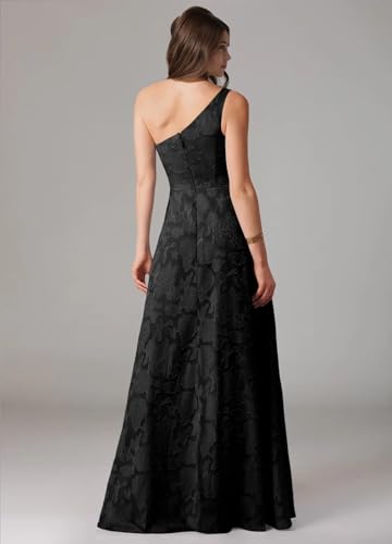 Lace Jacquard Bridesmaid Dresses Women's Ruched One Shoulder Formal Evening Party Dress3