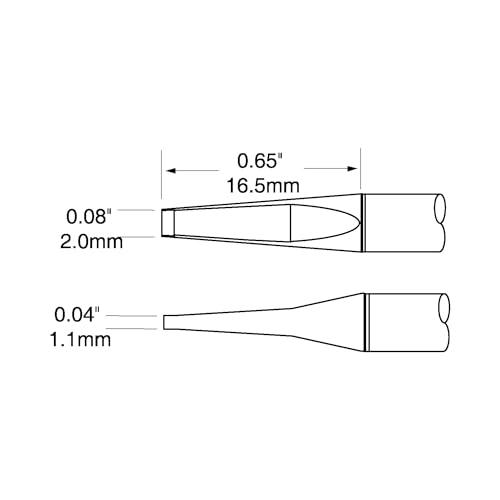 Image of Metcal PTTC-803 PTTC Series Tweezer Cartridge for Ceramic and High Thermal Demand Applications, Blade, 1mm Tip Thickness, 2mm Tip Size, 16.5mm Tip Length