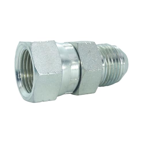 Image of 1 Piece Hydraulic Fitting 1 /2 inch Male JIC (3 /4 inch-16) Swivel X 1 /2 inch Female JIC (3 /4 inch-16) Swivel Adapter Carbon Steel