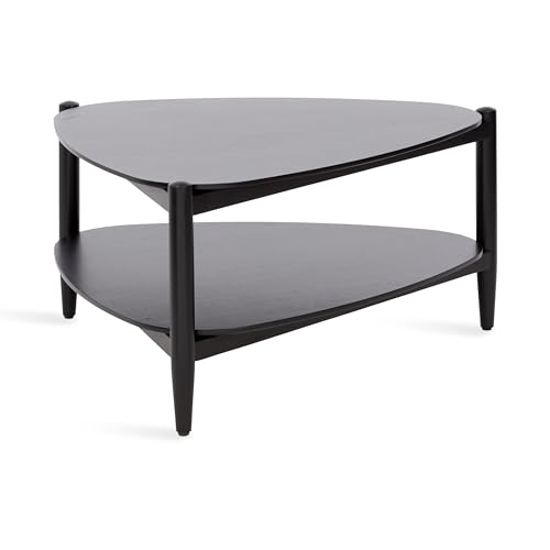 Kate and Laurel Knowlton Modern Tiered Triangle Coffee Table, 31 x 32 x 17, Black, Transitional Two-Tier Triangular Living Room Table with Storage and Geometric Design by Kate and Laurel - Used condition - US$161.27