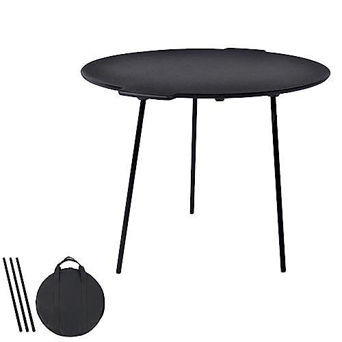 ACXIN Plancha para barbacoa con 3 patas, sartén de 45 cm de diámetro, sartén redonda para exteriores, fabricada en hierro fundido, robusta y resistente al calor, se suministra con una bolsa de