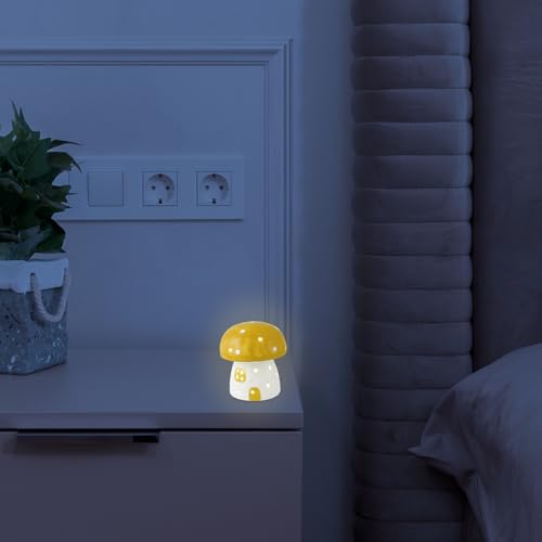 Lámpara de mesa de noche de cerámica amarilla pequeña miniatura 6