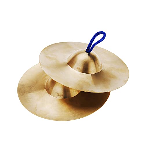 Taotiieout 15Cm / 5.9In Kids Copper Hand Cymbals Gong Band Rhythm Beats Percussion Musical Instrument #TOP2