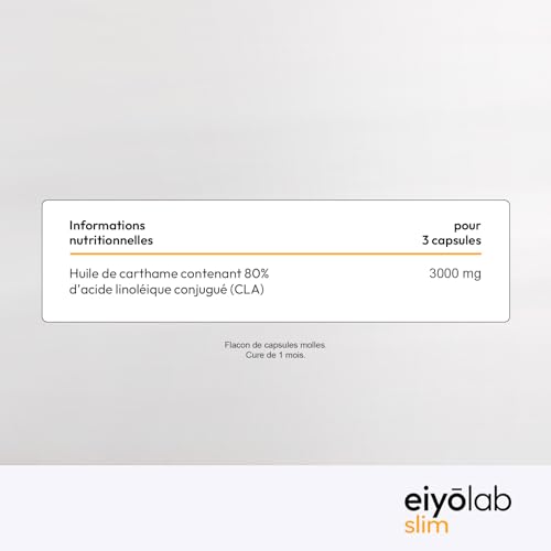CLA HT | Bruleur 100% Naturel | Action Ciblée sur la Graisse Abdominale | 3000mg par Portion | 80% d’Acide Linoléique Conjugué | 90 Capsules pour Homme et Femme | Made in France | Eiyolab – Image 6