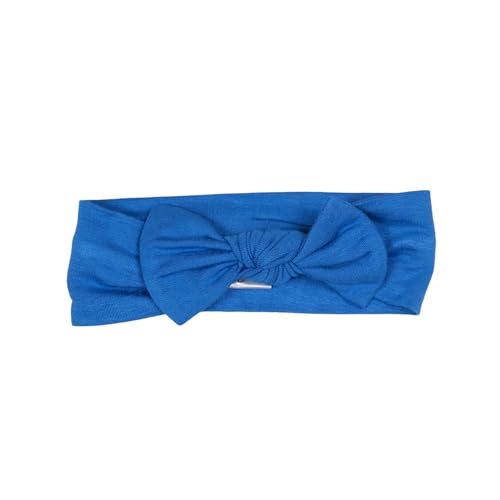Baby Girl Bamboo Bow Headband, Blue Bow, One Size 0-6M